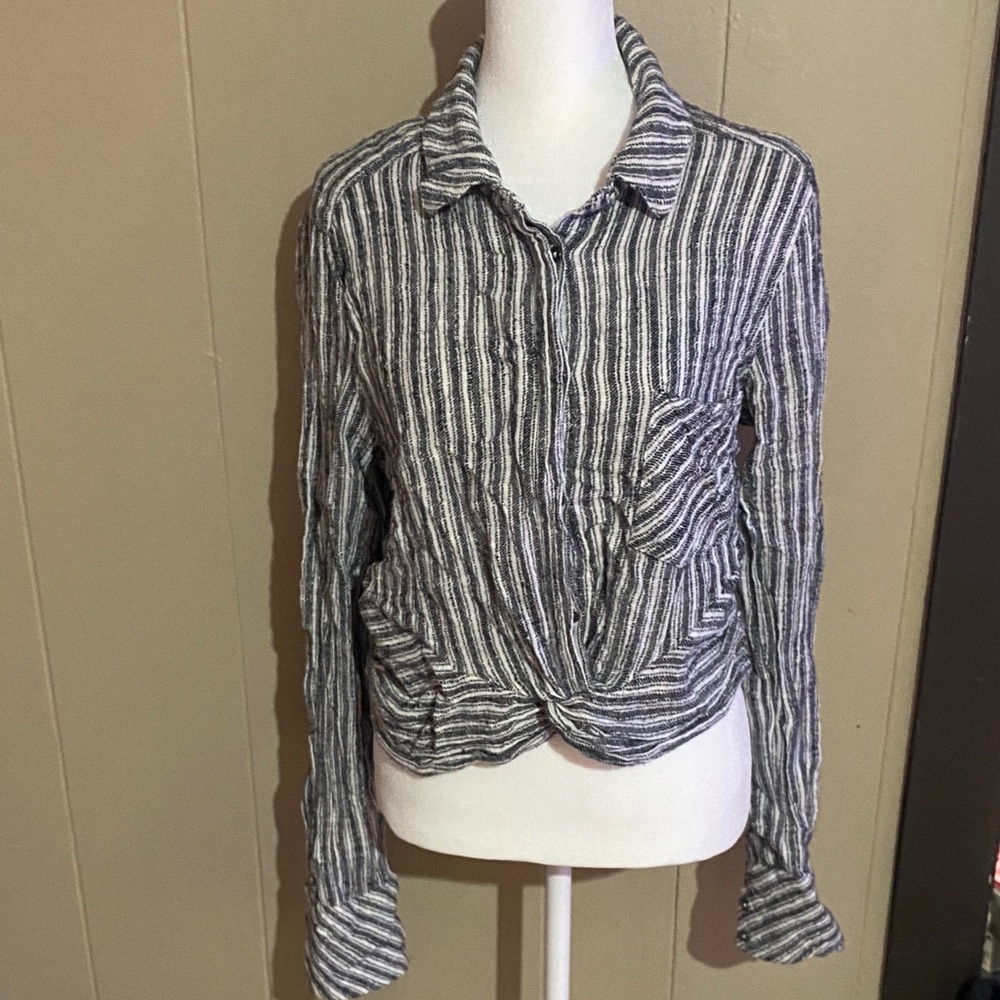 Free People Striped Gray Women's Top